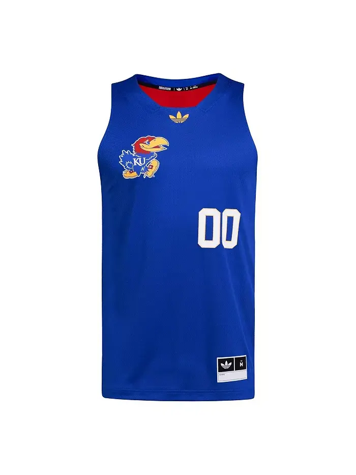 Мужская баскетбольная майка 00 Royal/Red Kansas Jayhawks Black History Month adidas — изображение 2 из 5