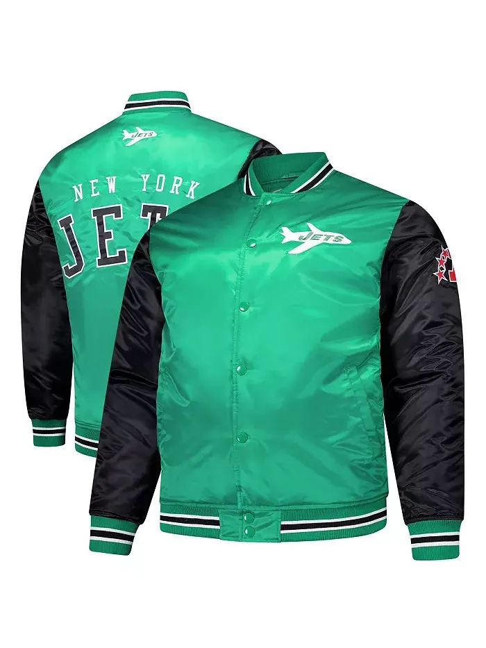 Мужская атласная куртка New York Jets цвета келли-грин Mitchell & Ness