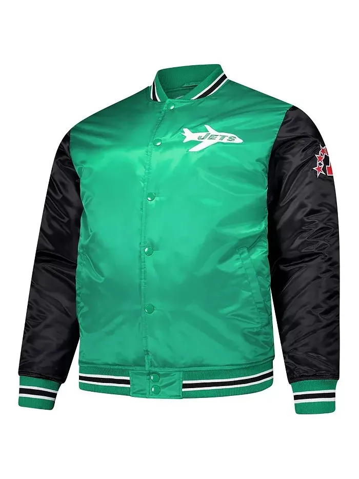Мужская атласная куртка New York Jets цвета келли-грин Mitchell & Ness — изображение 2 из 3