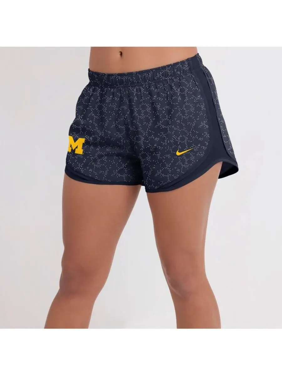 Nike Женские темно-синие шорты Michigan Wolverines Tempo Pattern Dri-FIT