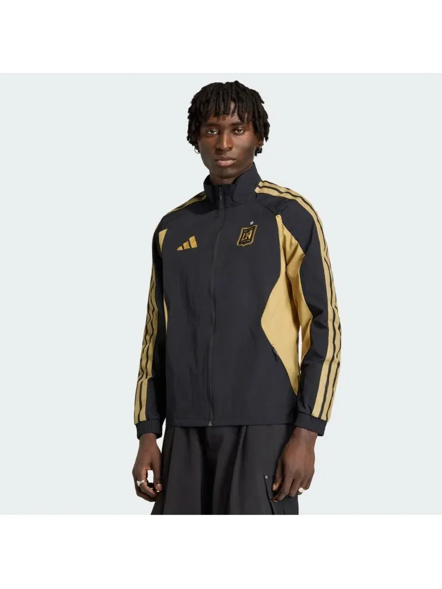 Adidas Мужская черная куртка-реглан LAFC 2026 Anthem с полной застежкой-молнией