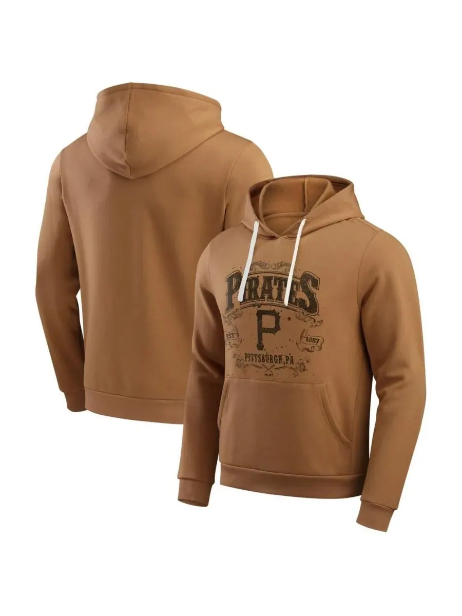 Fanatics Мужская толстовка с капюшоном из флиса цвета хаки с символикой команды «Питтсбург Пиратс»