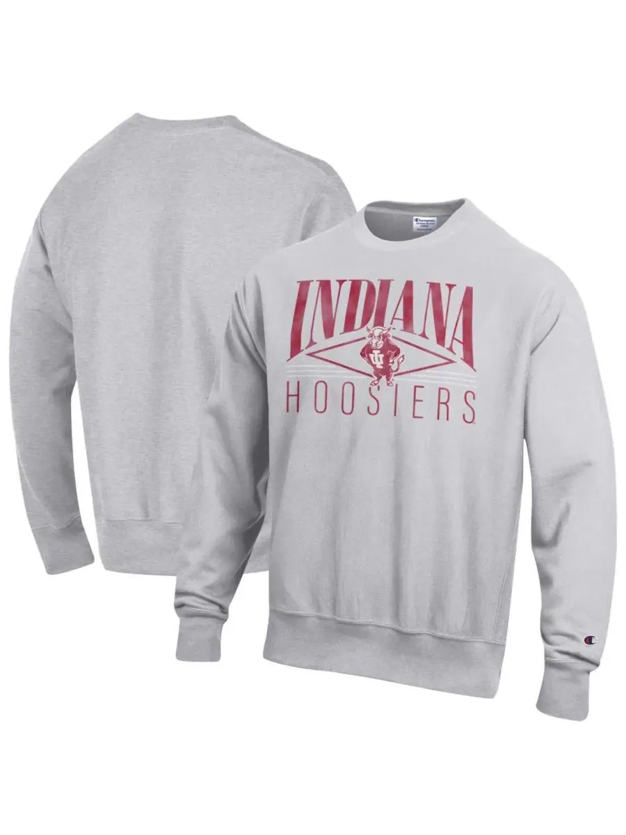 Мужская серая толстовка из флиса с обратным плетением Indiana Hoosiers Champion