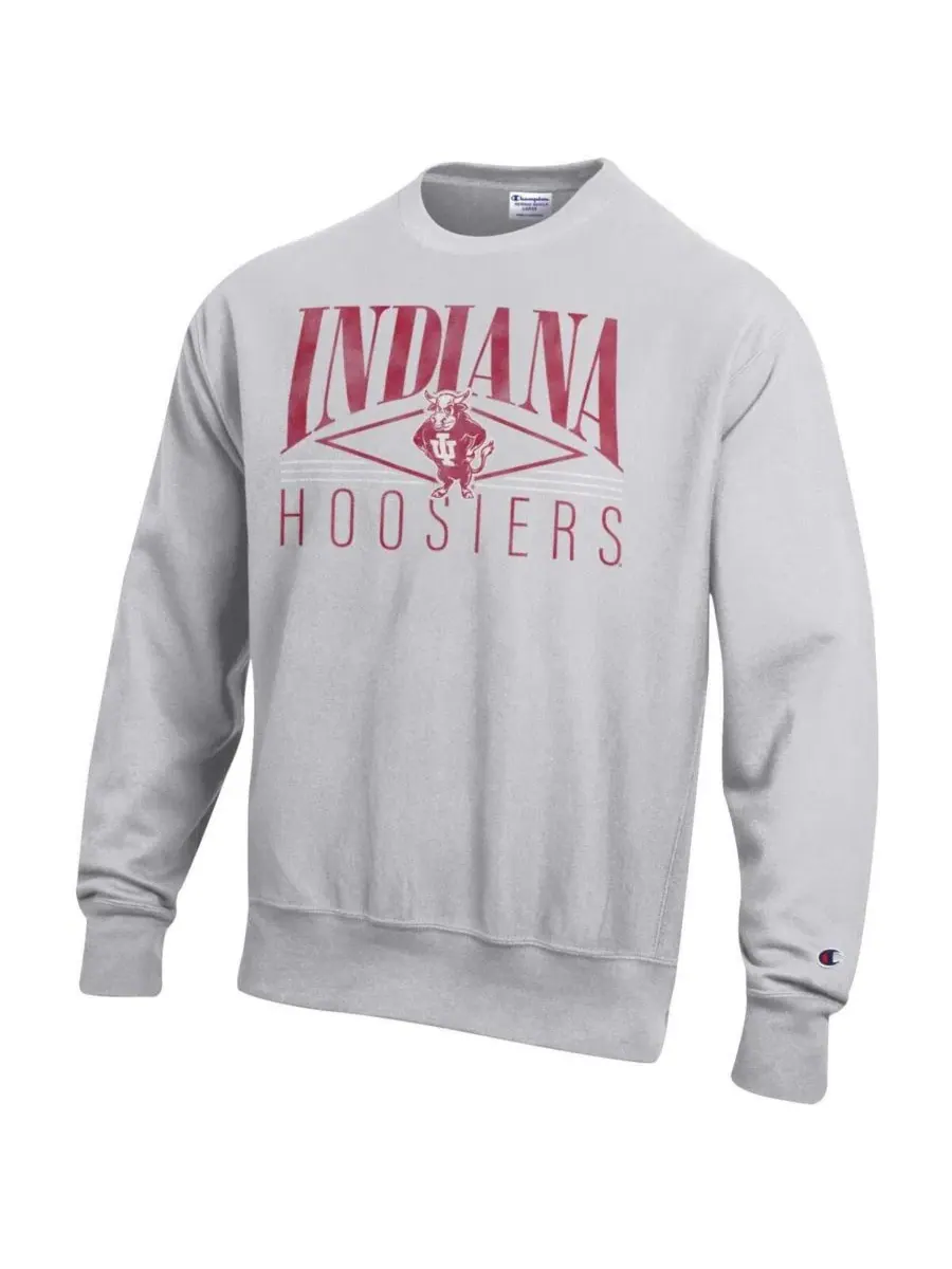 Мужская серая толстовка из флиса с обратным плетением Indiana Hoosiers Champion — изображение 3 из 3, серый
