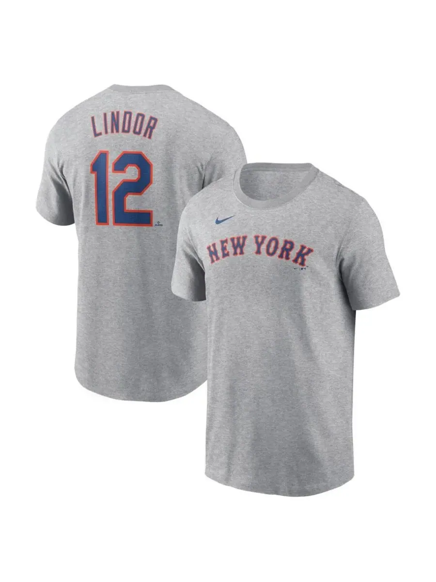 Nike Мужская футболка Francisco Lindor Heather Gray New York Mets Fuse с номером и фамилией