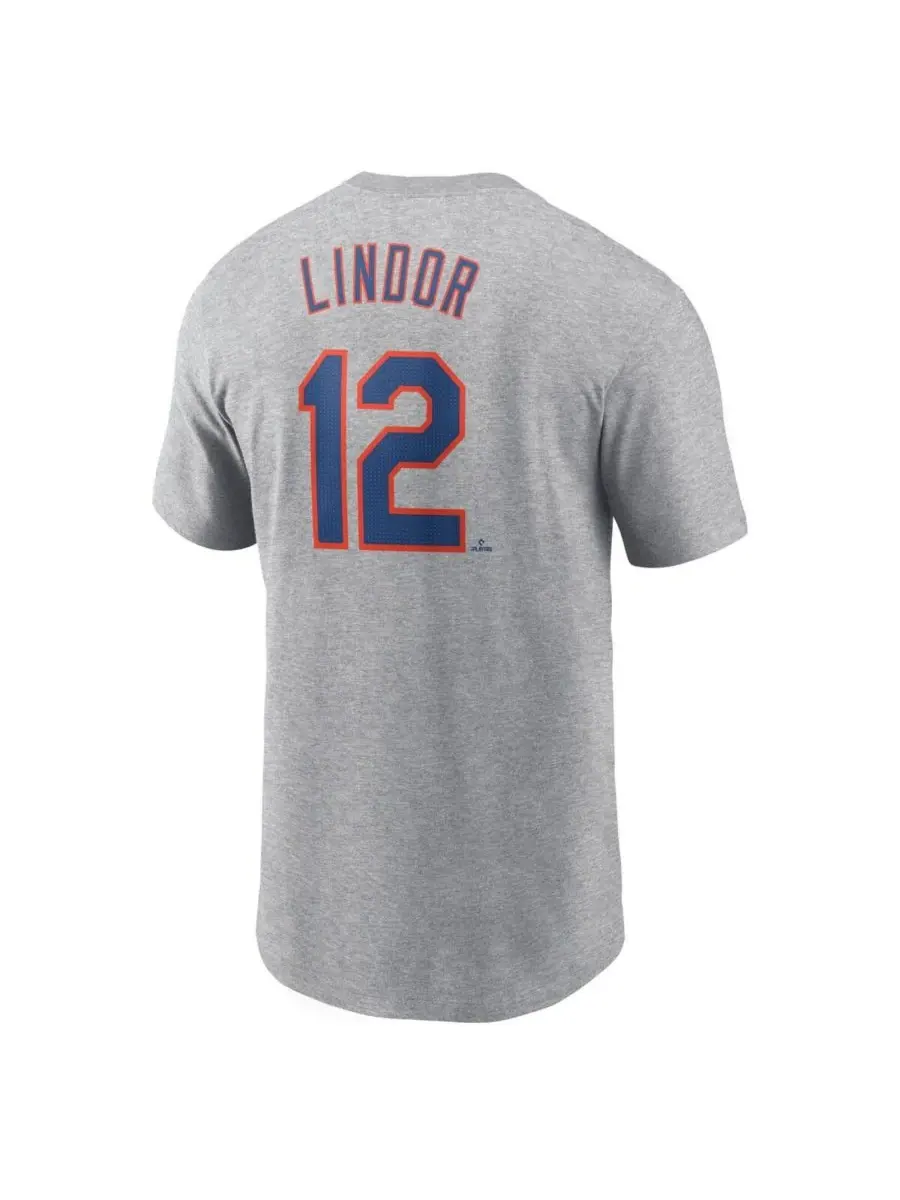Nike Мужская футболка Francisco Lindor Heather Gray New York Mets Fuse с номером и фамилией — изображение 3 из 3, серый