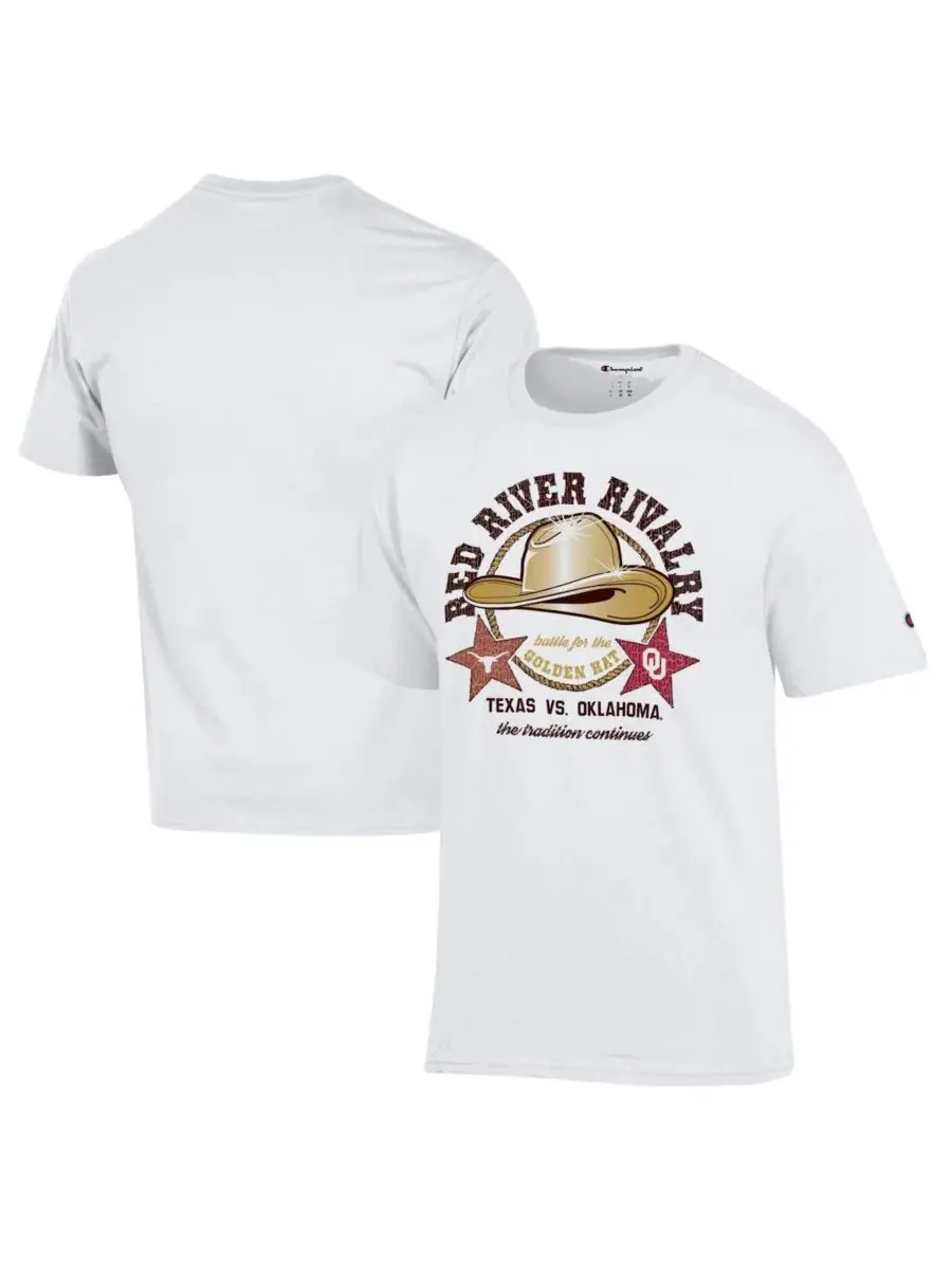 Champion Мужская белая футболка Texas Longhorns vs. Oklahoma Sooners Red River Rivalry Golden Hat