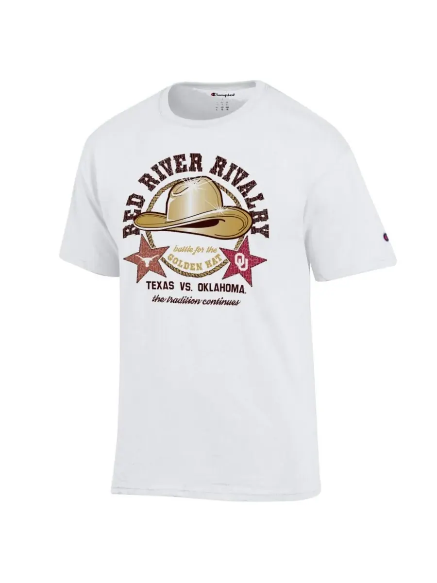 Champion Мужская белая футболка Texas Longhorns vs. Oklahoma Sooners Red River Rivalry Golden Hat — изображение 2 из 3, белый