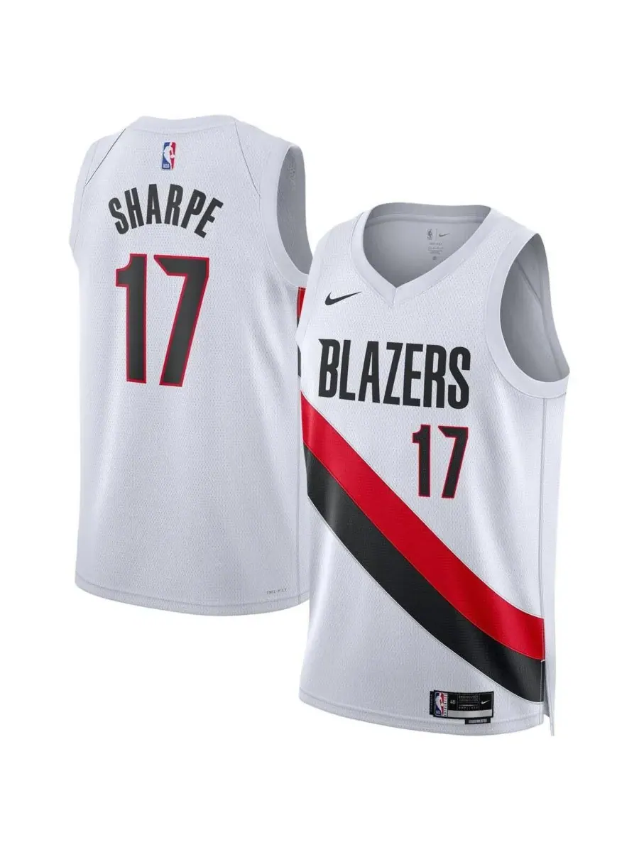 Nike Мужская и женская белая майка игрока команды Portland Trail Blazers Шейдона Шарпа (Swingman