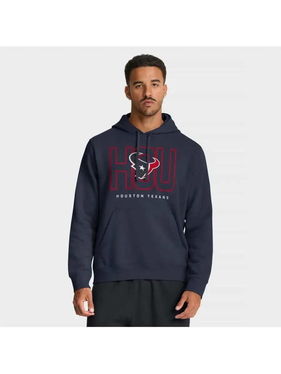 Nike Мужская флисовая толстовка с капюшоном темно-синего цвета с символикой команды Houston Texans