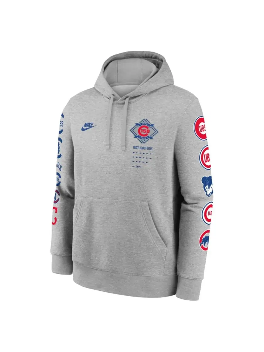 Худи с принтом Chicago Cubs 150th Anniversary Club Nike — изображение 2 из 3, серый