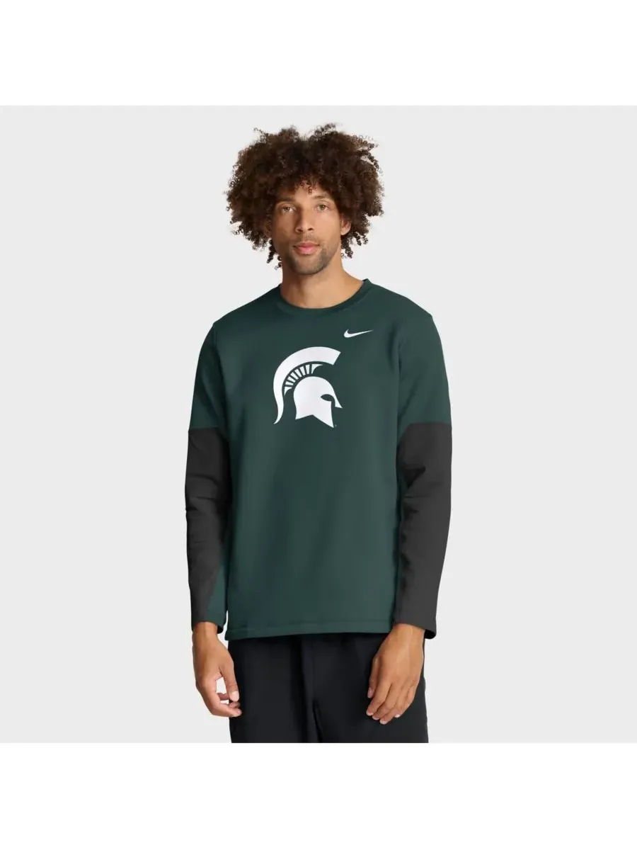 Nike Мужская зеленая футболка с длинным рукавом Michigan State Spartans 2025 Sideline Coach