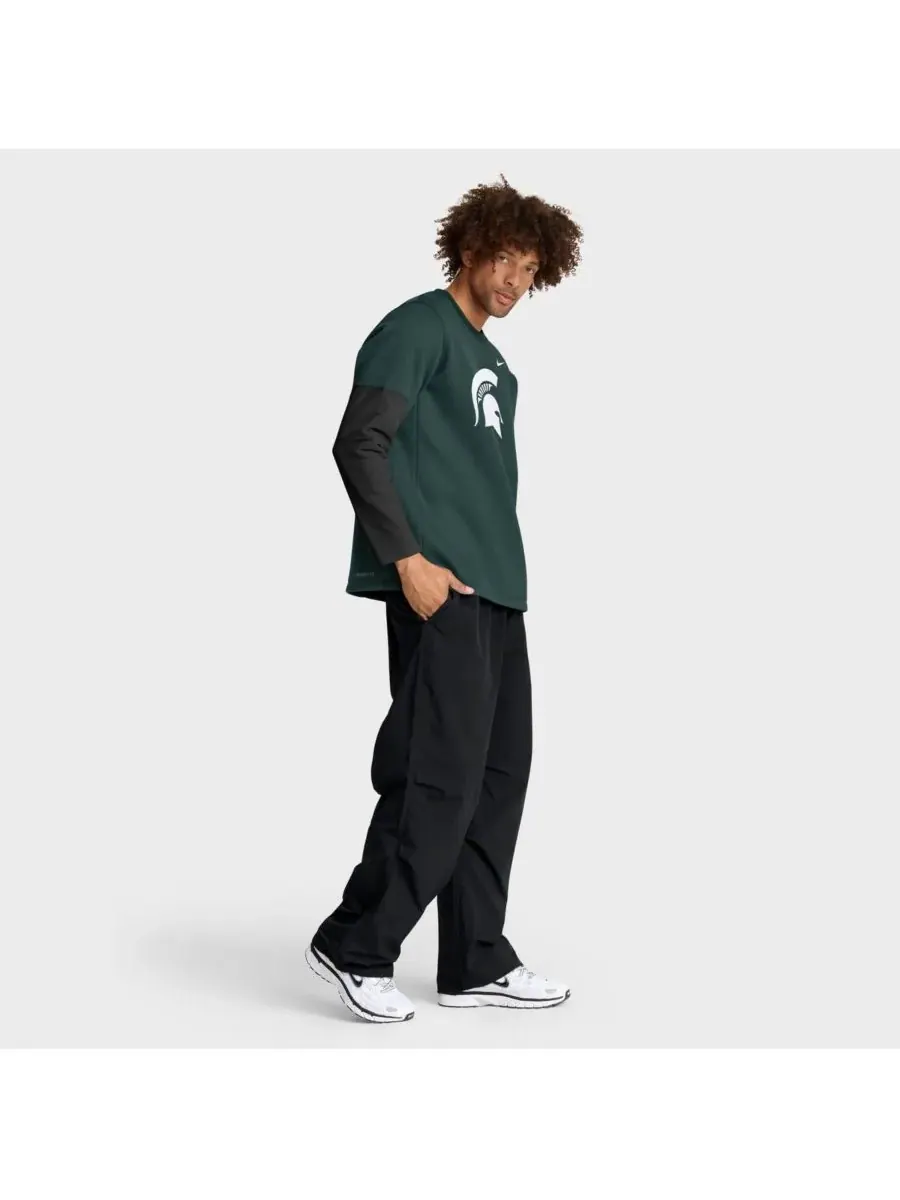 Nike Мужская зеленая футболка с длинным рукавом Michigan State Spartans 2025 Sideline Coach — изображение 5 из 5, зеленый