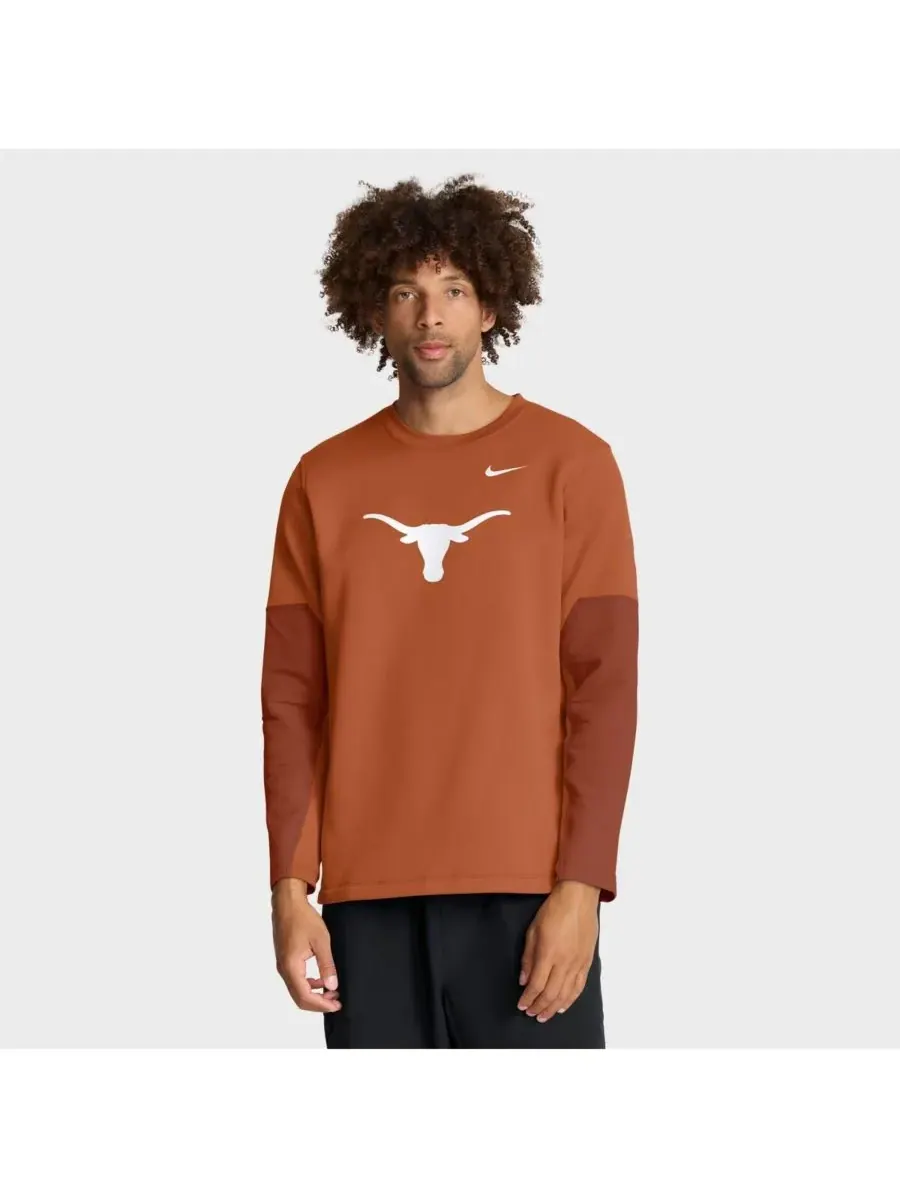 Nike Мужская футболка с длинным рукавом Texas Orange Texas Longhorns 2025 Sideline Coach Performance