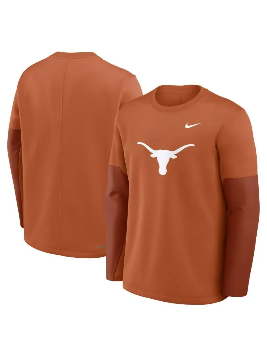Nike Мужская футболка с длинным рукавом Texas Orange Texas Longhorns 2025 Sideline Coach Performance — изображение 4 из 5