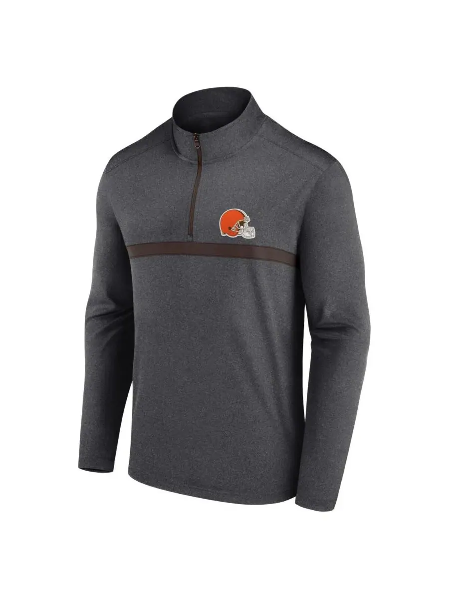 Fanatics Мужская толстовка на молнии до четверти цвета "Cleveland Browns" Head-to-Head — изображение 2 из 3, темно-серый