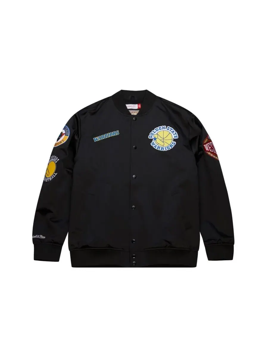 Mitchell & Ness Мужская черная атласная куртка Golden State Warriors Blackout Collection в — изображение 3 из 5, черный