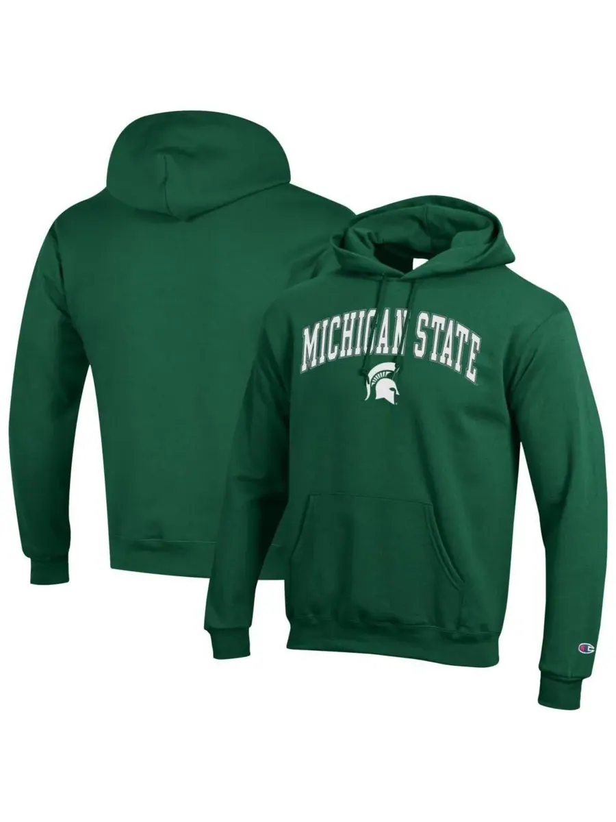 Champion Мужская зеленая толстовка с капюшоном Michigan State Spartans с логотипом в виде арки