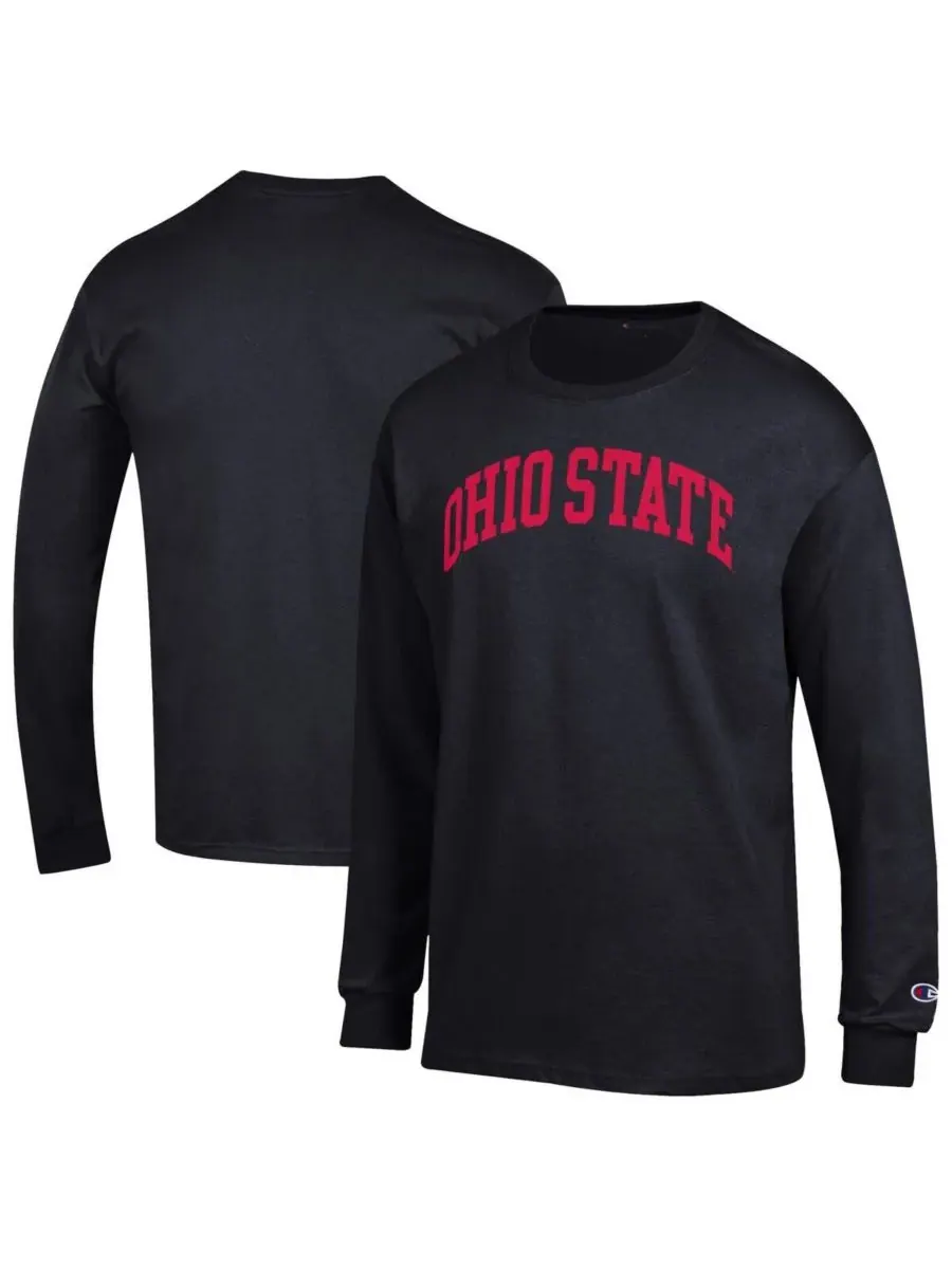 Champion Мужская черная футболка с длинным рукавом Ohio State Buckeyes Basic Arch