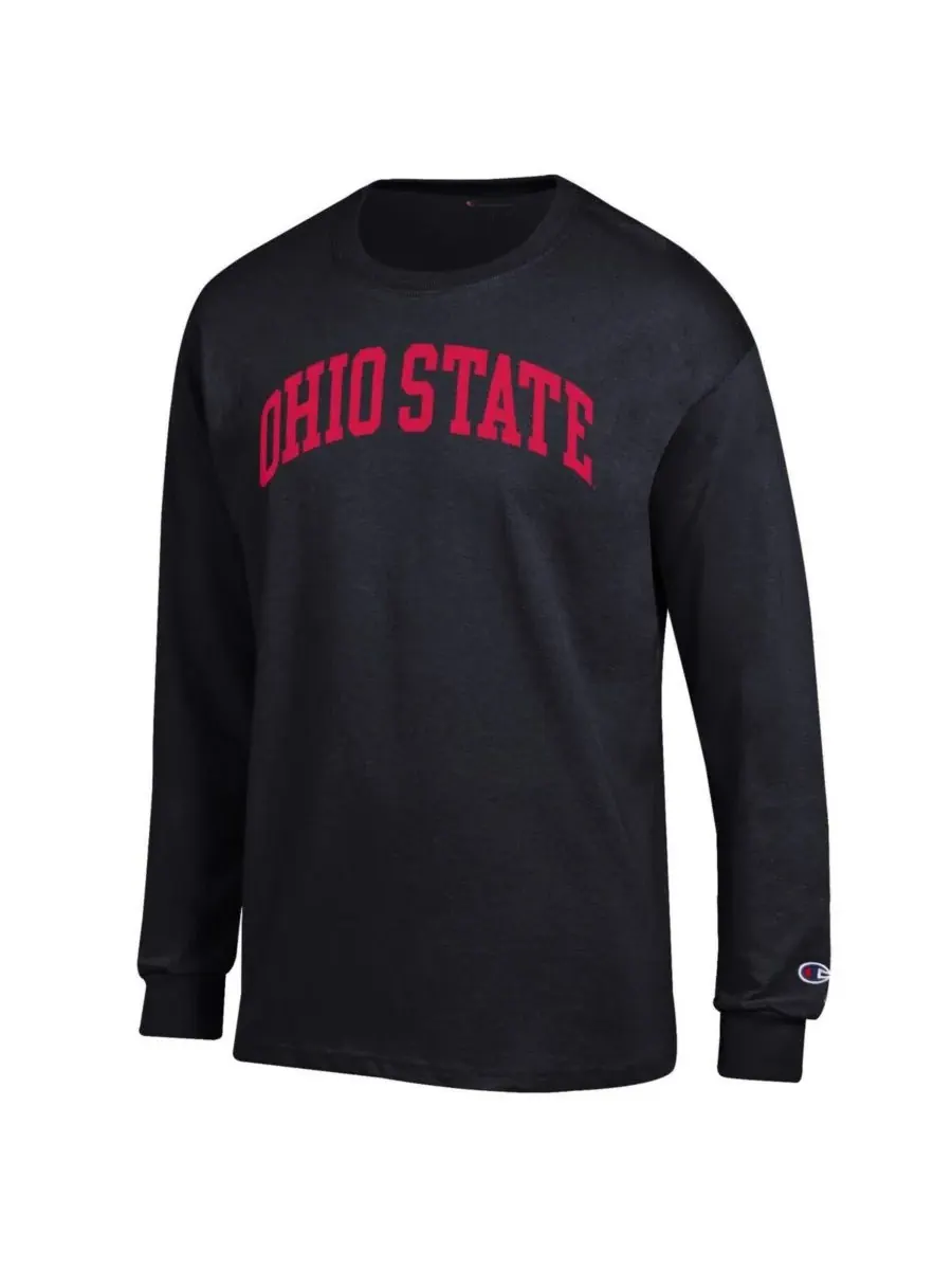 Champion Мужская черная футболка с длинным рукавом Ohio State Buckeyes Basic Arch — изображение 2 из 3, черный