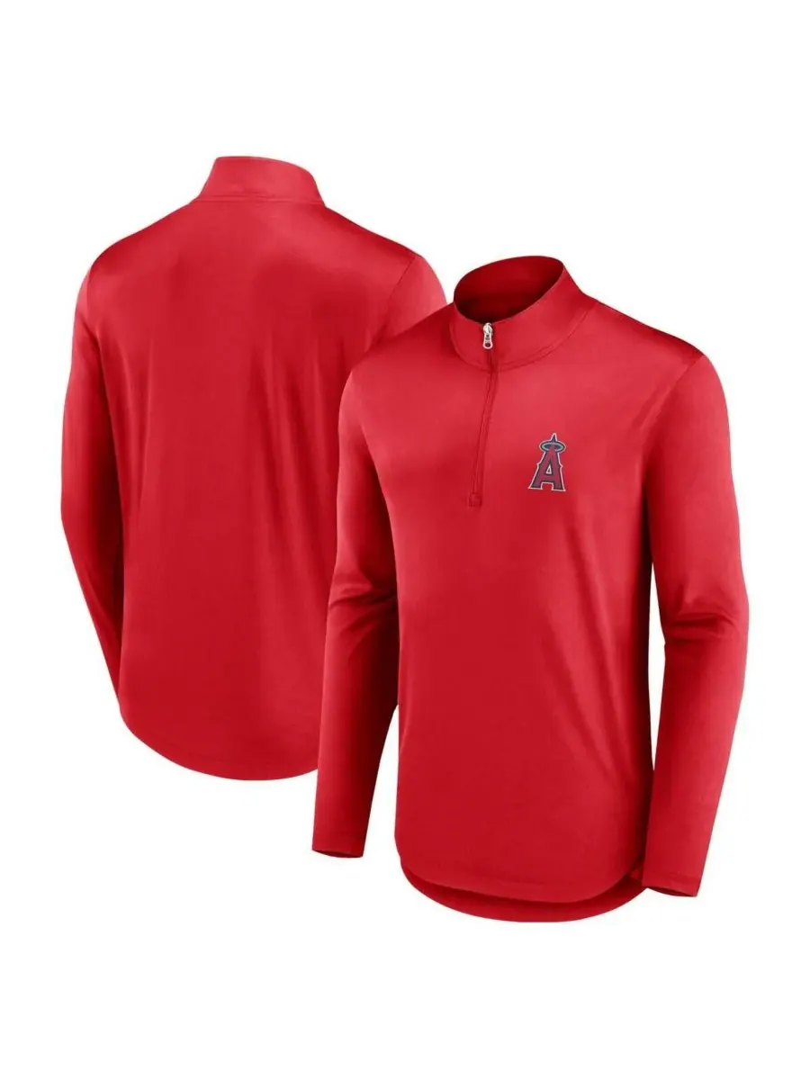 Fanatics Мужская красная футболка на молнии с изображением квотербека команды Los Angeles Angels
