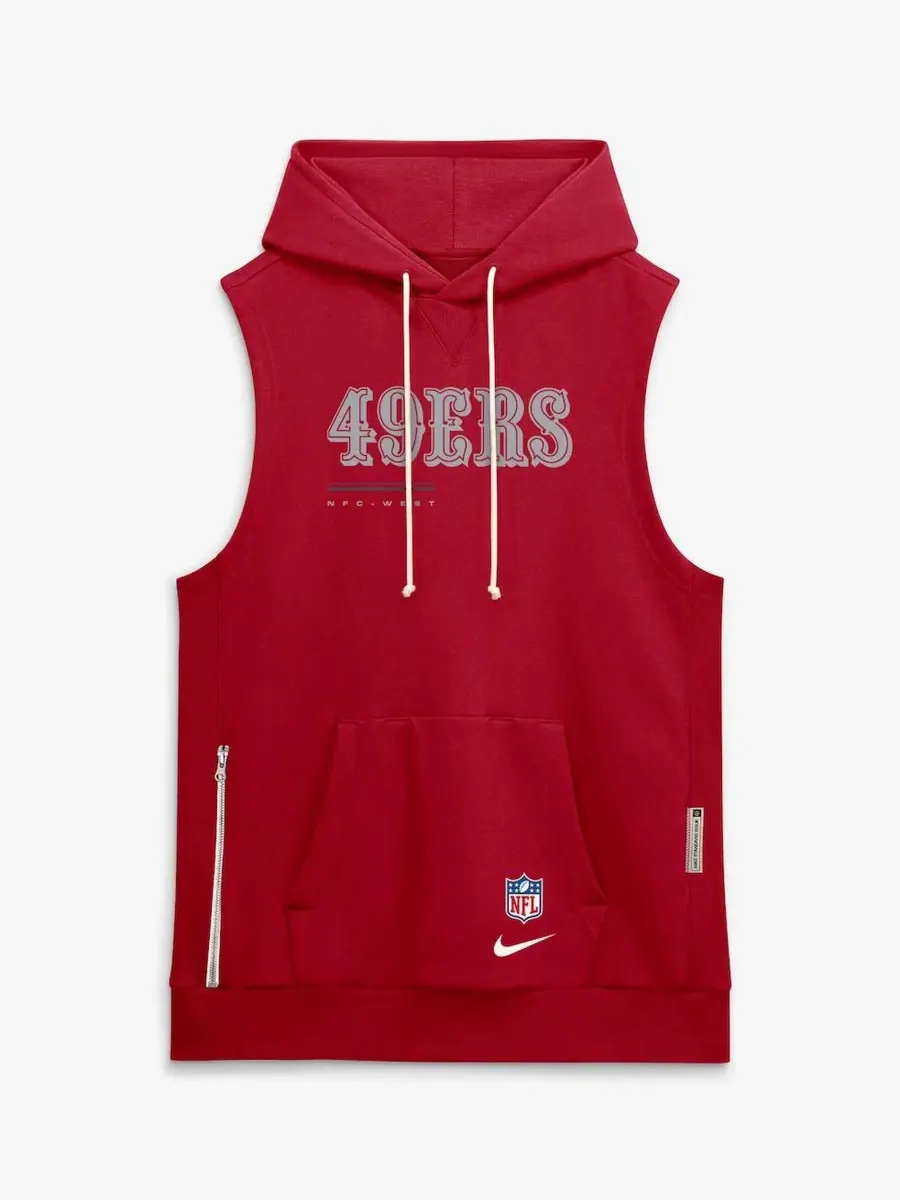 Безрукавный худи с капюшоном San Francisco 49ers Sideline Standard Issue Dri-FIT Nike — изображение 4 из 5, алый