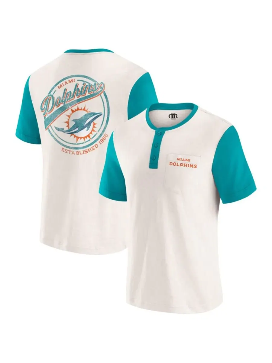 Футболка с тремя пуговицами и нагрудным карманом, Miami Dolphins Darius Rucker Collection By