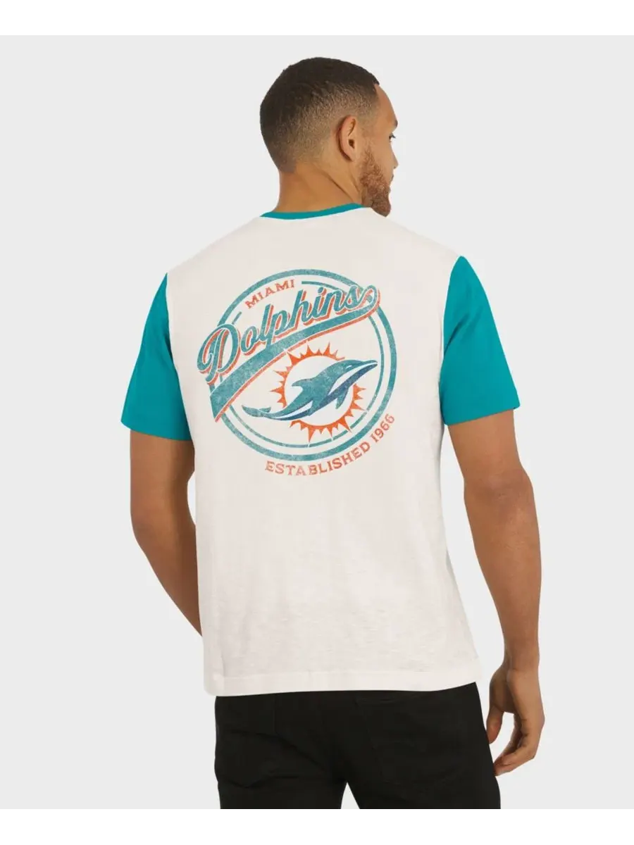 Футболка с тремя пуговицами и нагрудным карманом, Miami Dolphins Darius Rucker Collection By — изображение 2 из 5, бежевый
