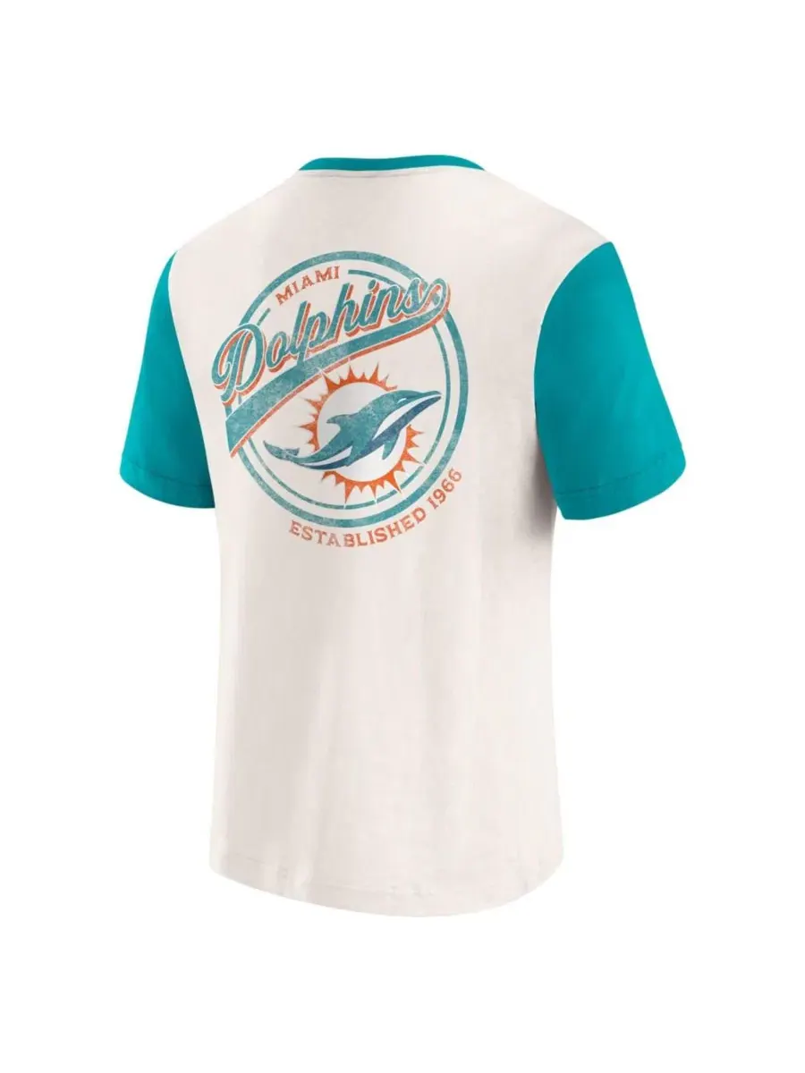 Футболка с тремя пуговицами и нагрудным карманом, Miami Dolphins Darius Rucker Collection By — изображение 4 из 5, бежевый
