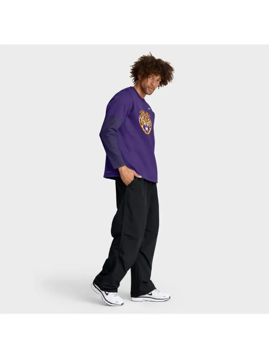 Nike Мужская фиолетовая футболка с длинным рукавом LSU Tigers 2025 Sideline Coach Performance — изображение 3 из 5