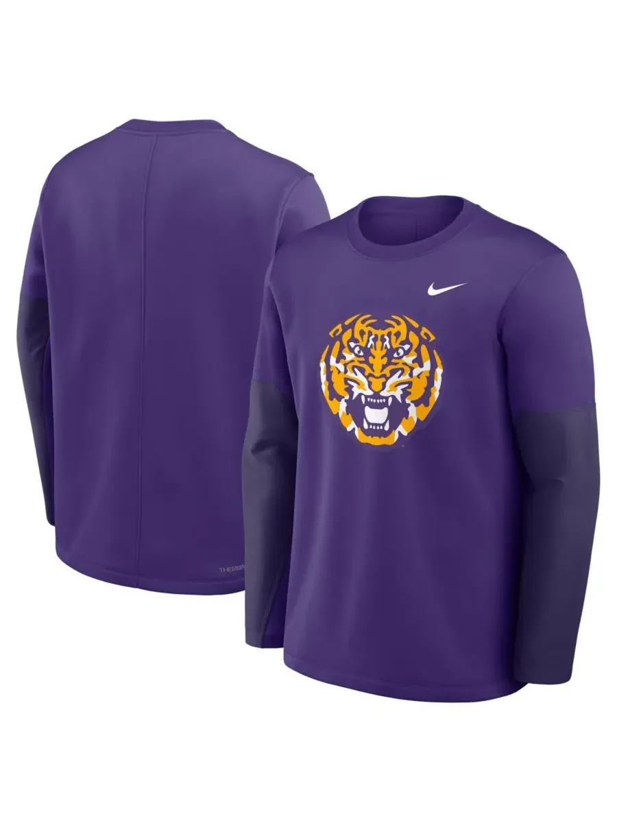 Nike Мужская фиолетовая футболка с длинным рукавом LSU Tigers 2025 Sideline Coach Performance — изображение 4 из 5