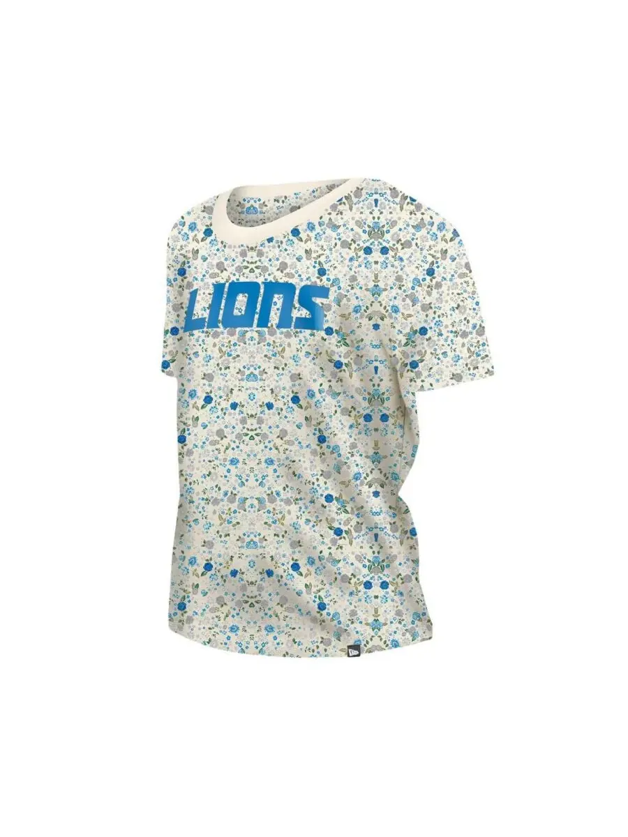 New Era Женская кремовая футболка с цветочным принтом в стиле Detroit Lions Glam Game — изображение 2 из 3, бежевый