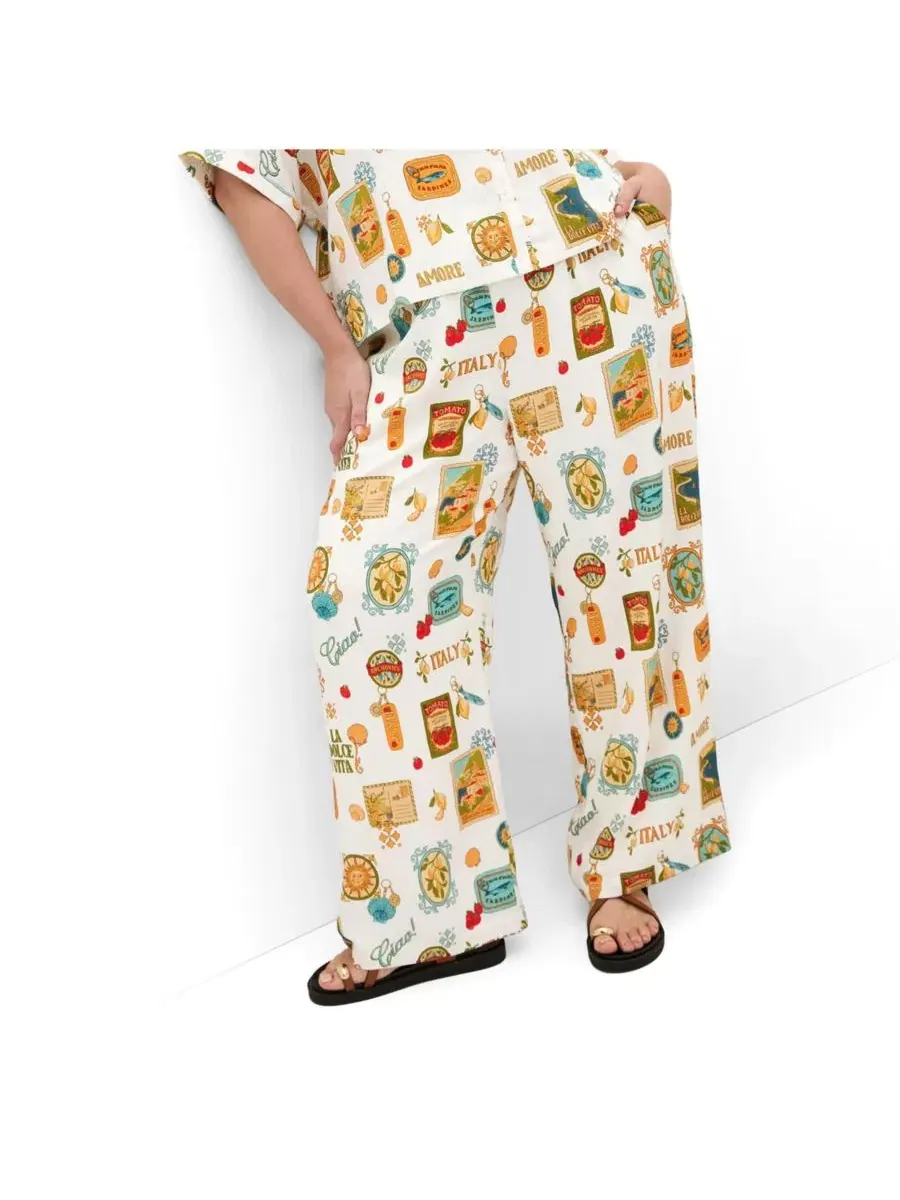 Брюки с принтом Amore Print Wide Leg CITY CHIC, Creme La Dolce