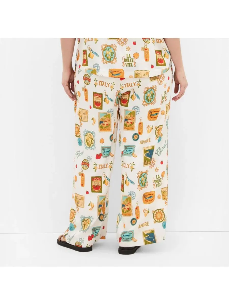Брюки с принтом Amore Print Wide Leg CITY CHIC, Creme La Dolce — изображение 2 из 5