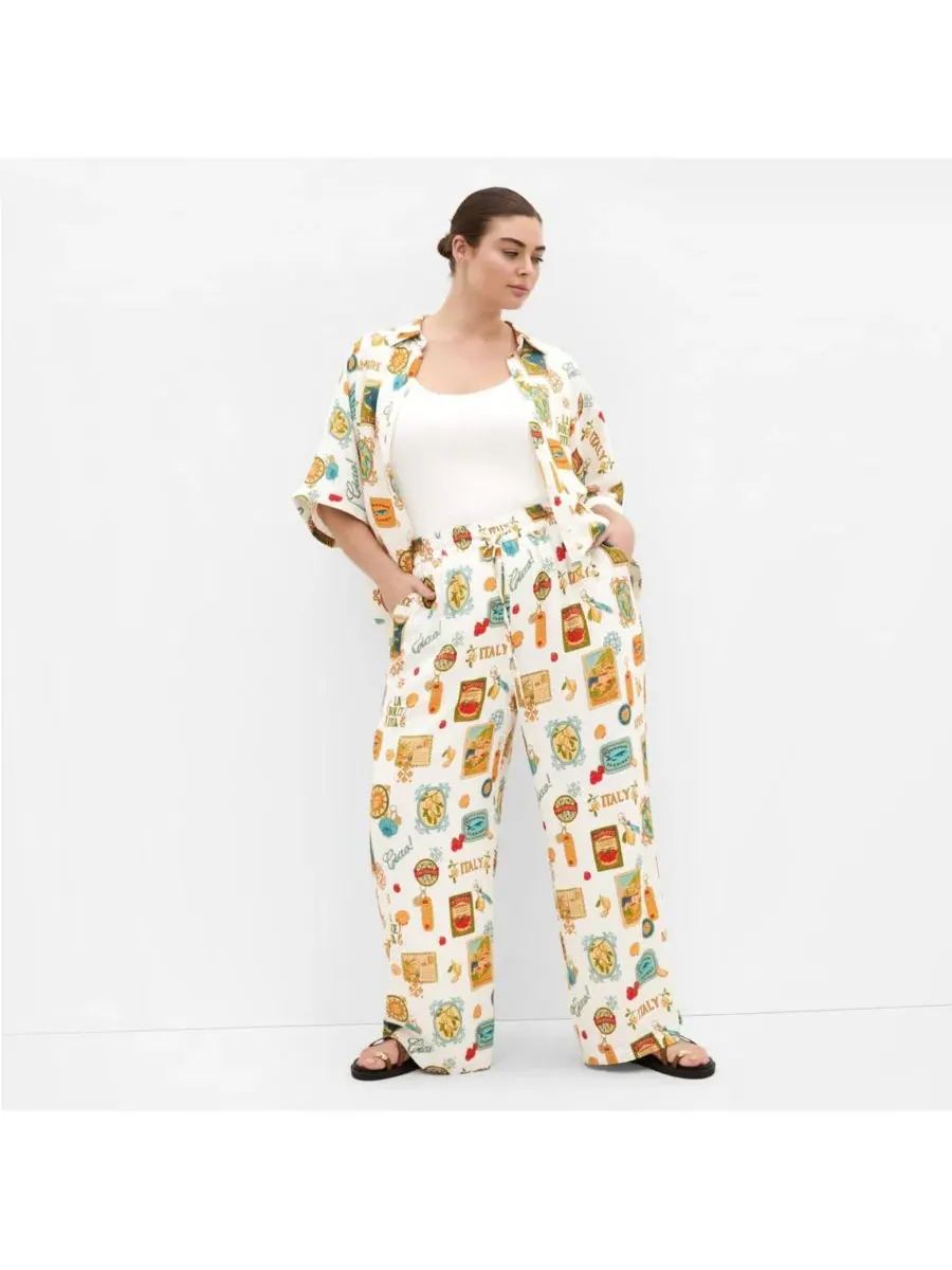 Брюки с принтом Amore Print Wide Leg CITY CHIC, Creme La Dolce — изображение 4 из 5