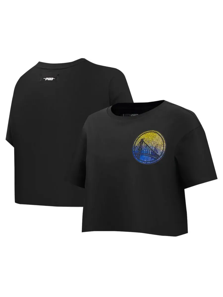 Pro Standard Женская черная укороченная футболка свободного кроя Golden State Warriors Jewels