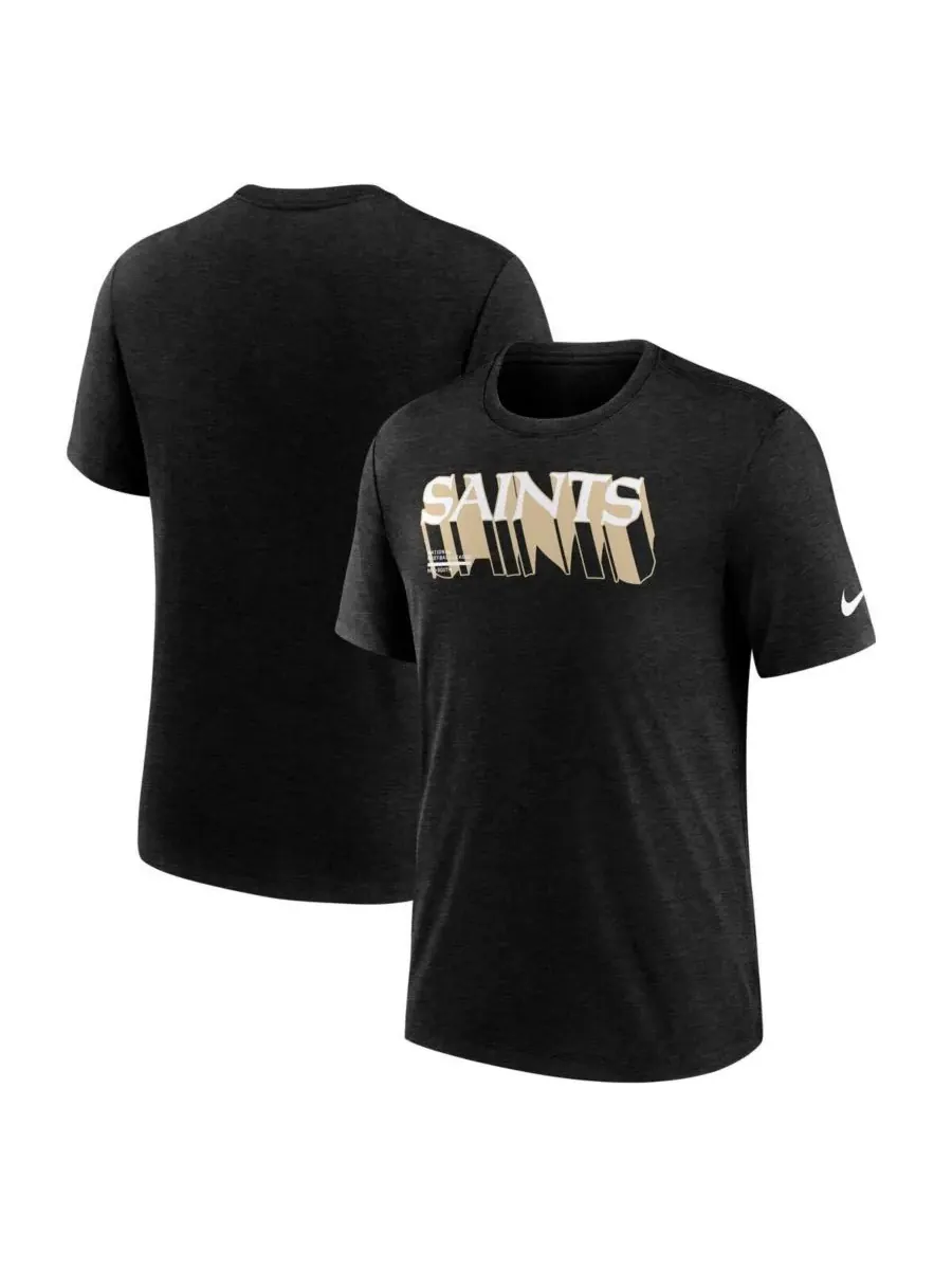 Nike Мужская футболка New Orleans Saints Long Pass Tri-Blend цвета меланж (черный)