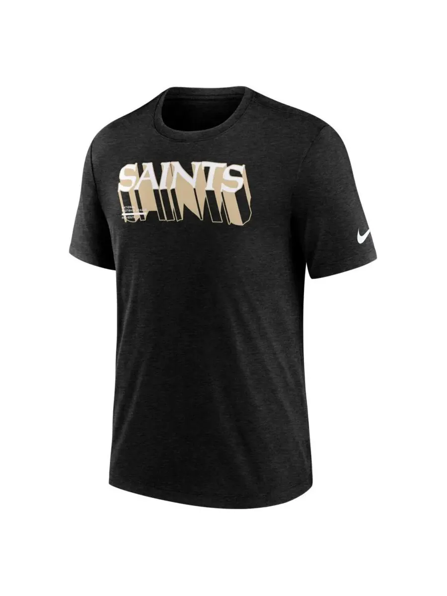 Nike Мужская футболка New Orleans Saints Long Pass Tri-Blend цвета меланж (черный) — изображение 3 из 3