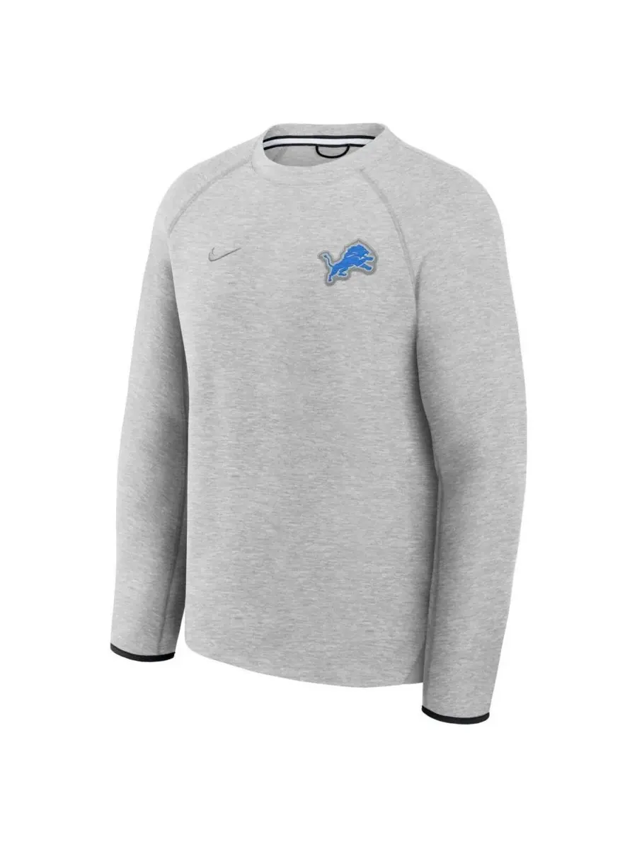 Nike Мужская толстовка-реглан из технологического флиса с символикой команды Detroit Lions — изображение 2 из 3, серый черный