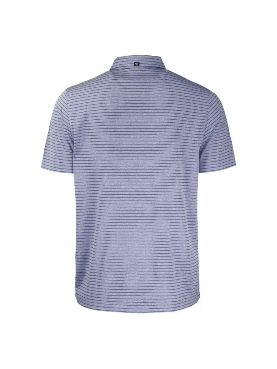 Мужское поло с принтом Forge Eco Heathered Stripe Stretch Cutter & Buck — изображение 3 из 3, темно-синий серый