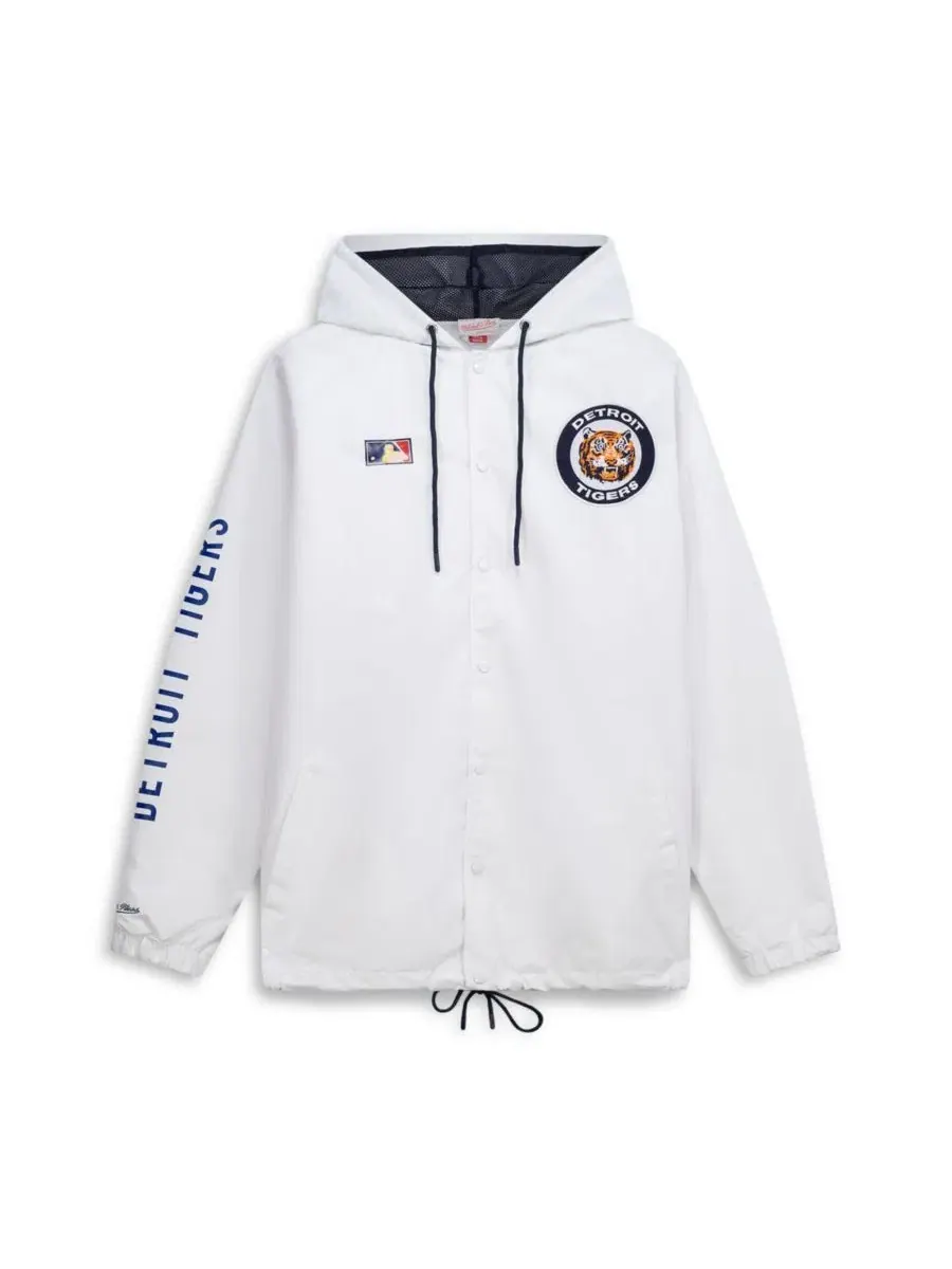 Куртка-худи с полной застежкой на кнопках Mitchell & Ness — изображение 2 из 4, белый темно-синий