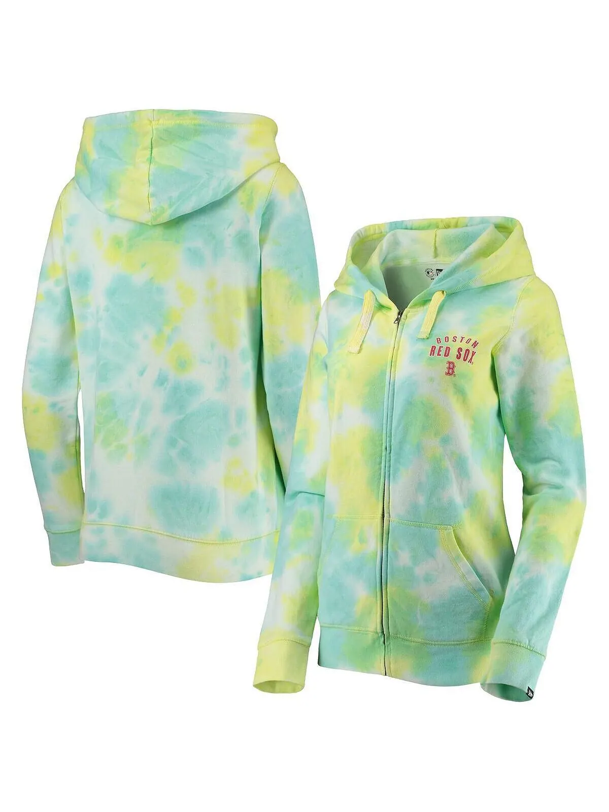 Женская белая толстовка с молнией во всю длину Boston Red Sox Tie Dye New Era