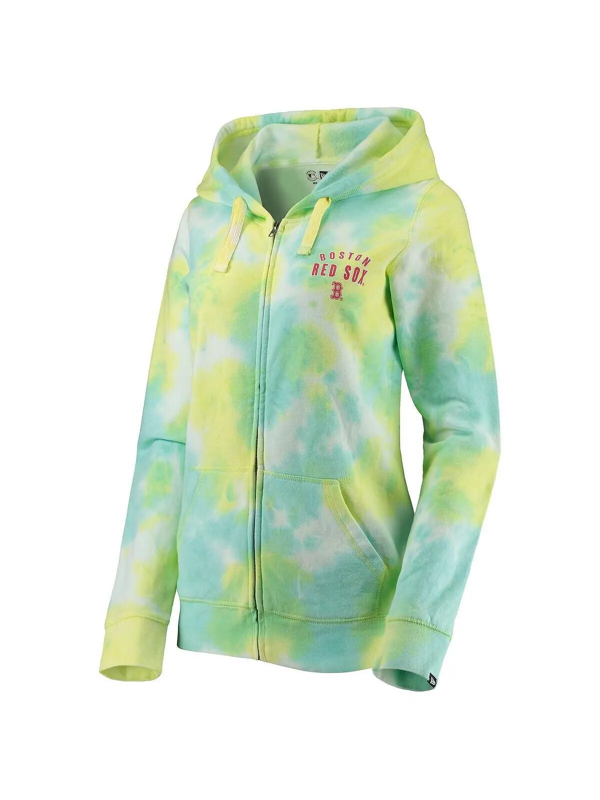 Женская белая толстовка с молнией во всю длину Boston Red Sox Tie Dye New Era — изображение 2 из 3, белый