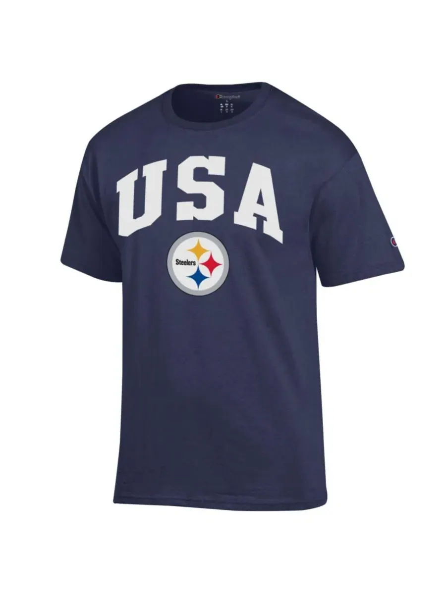 Футболка с длинным рукавом с принтом Americana Pittsburgh Steelers Champion — изображение 2 из 3, темно-синий