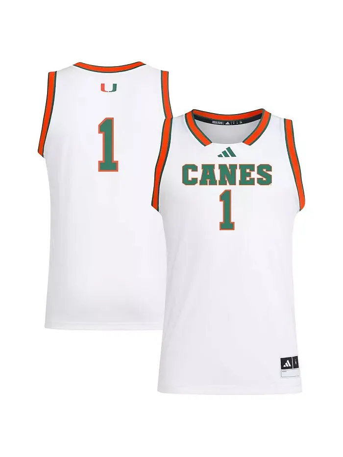 Мужская 1 белая майка-реплика Miami Hurricanes Swingman adidas