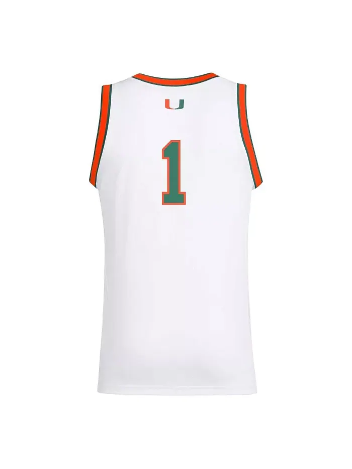 Мужская 1 белая майка-реплика Miami Hurricanes Swingman adidas — изображение 2 из 3