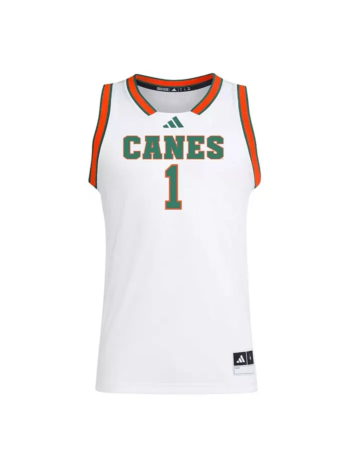 Мужская 1 белая майка-реплика Miami Hurricanes Swingman adidas — изображение 3 из 3