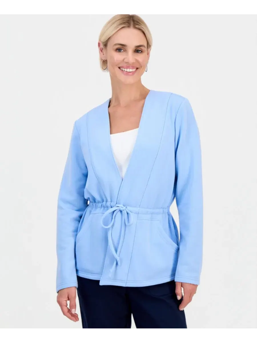 Жакет из трикотажа с завязками на лацканах Luxesoft Petite Style & Co, Pretty Peri