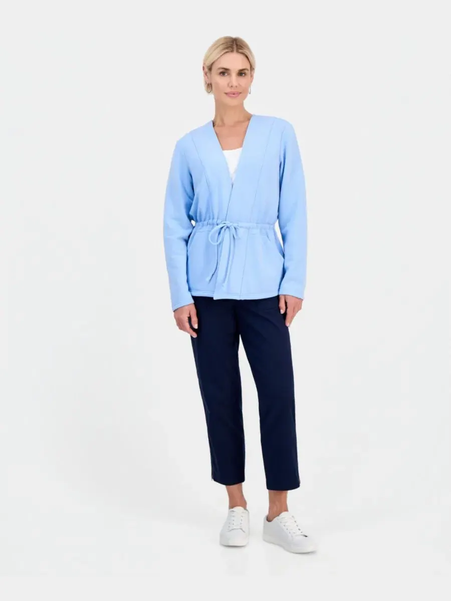Жакет из трикотажа с завязками на лацканах Luxesoft Petite Style & Co, Pretty Peri — изображение 2 из 4