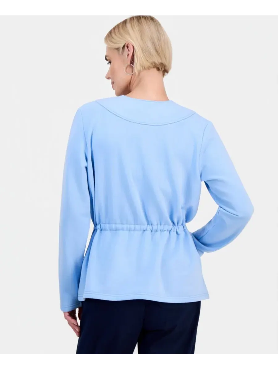 Жакет из трикотажа с завязками на лацканах Luxesoft Petite Style & Co, Pretty Peri — изображение 4 из 4